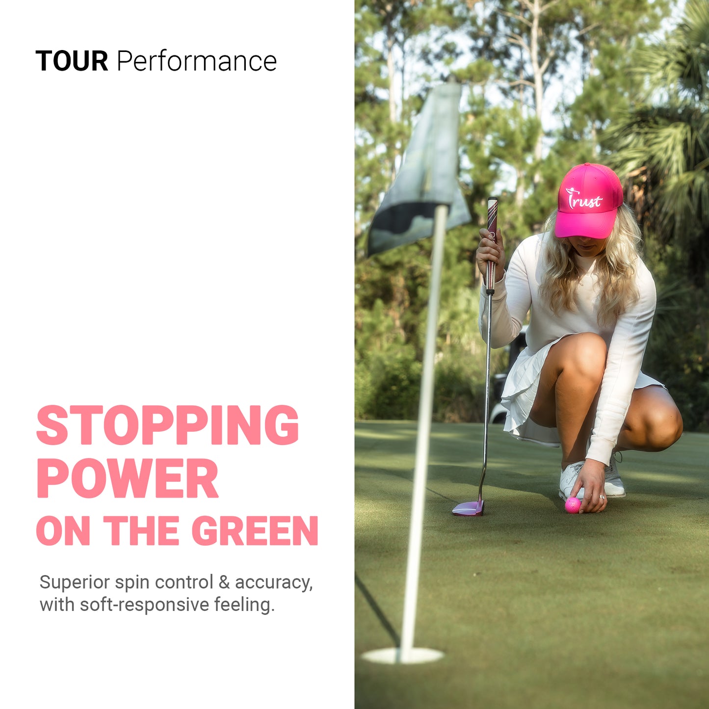 K9 Rosa Crystal Urethane Golf Ball - Golden Pink